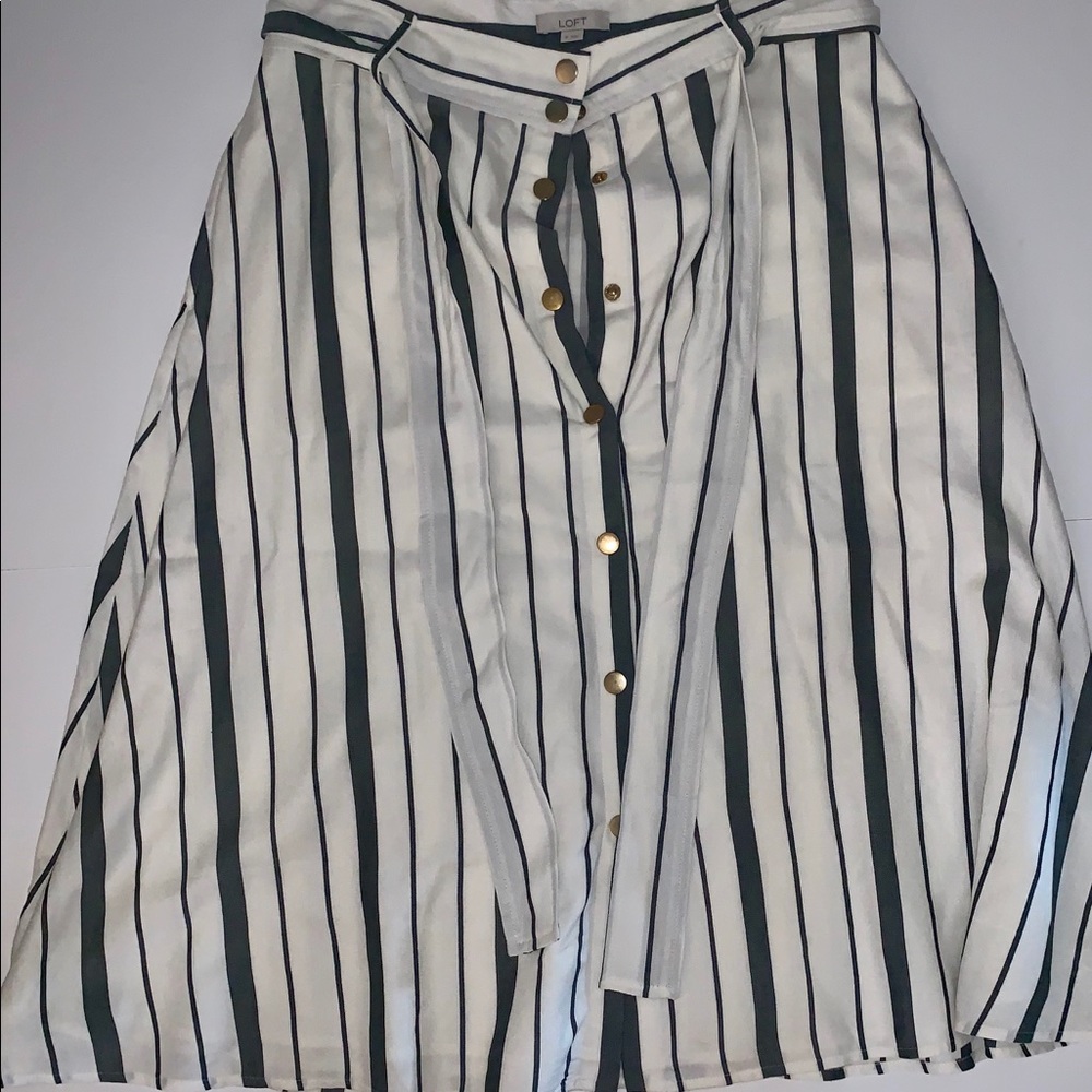 LOFT Striped Midi Skirt